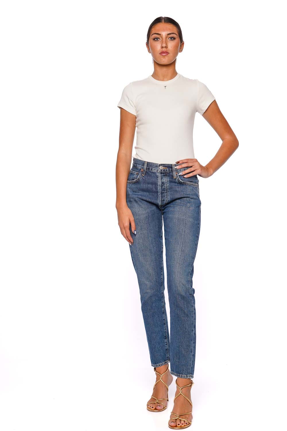 AGOLDE Austin Control Mid Rise Slim Fit Blue Jeans