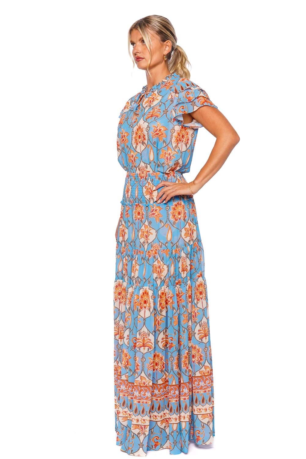 MISA LOS ANGELES Maria Caged Floral Ruffled Top