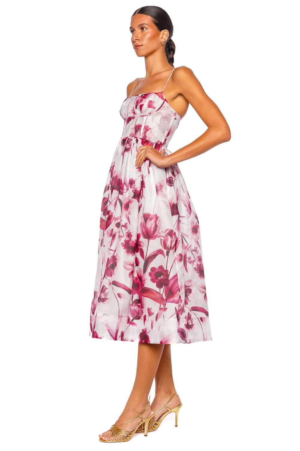 Cara Cara Alba Petal Sketch Gathered Silk Organza Midi Dress