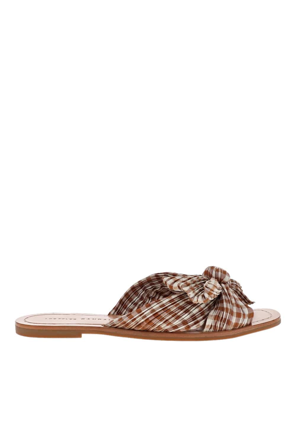 Loeffler Randall Rima Pleated Brown Gingham Bow Sandal