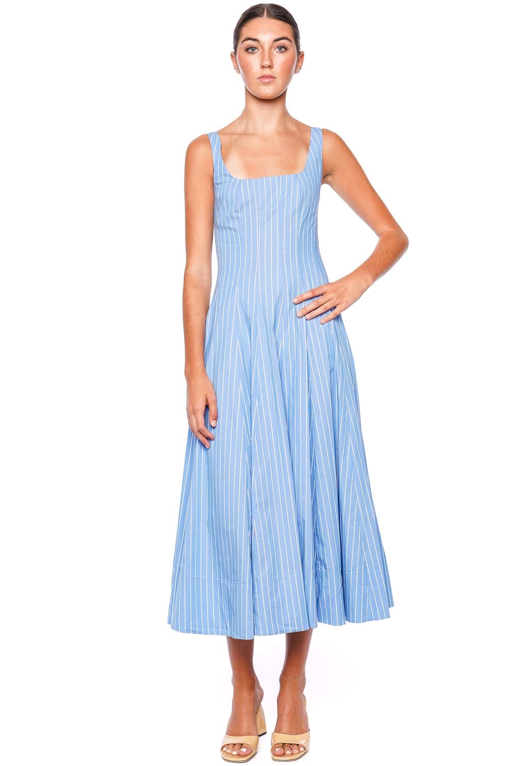 Wells Azure Pinstripe Midi Dress
