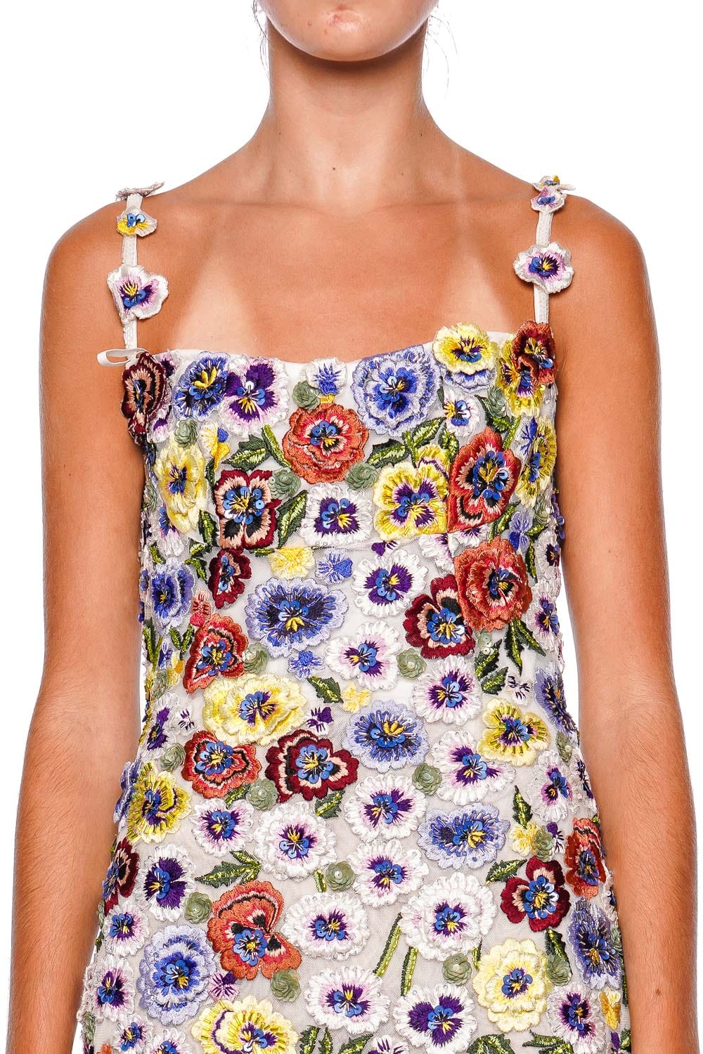 Rachel Gilbert Camden Hand Embroidered Floral Midi Dress