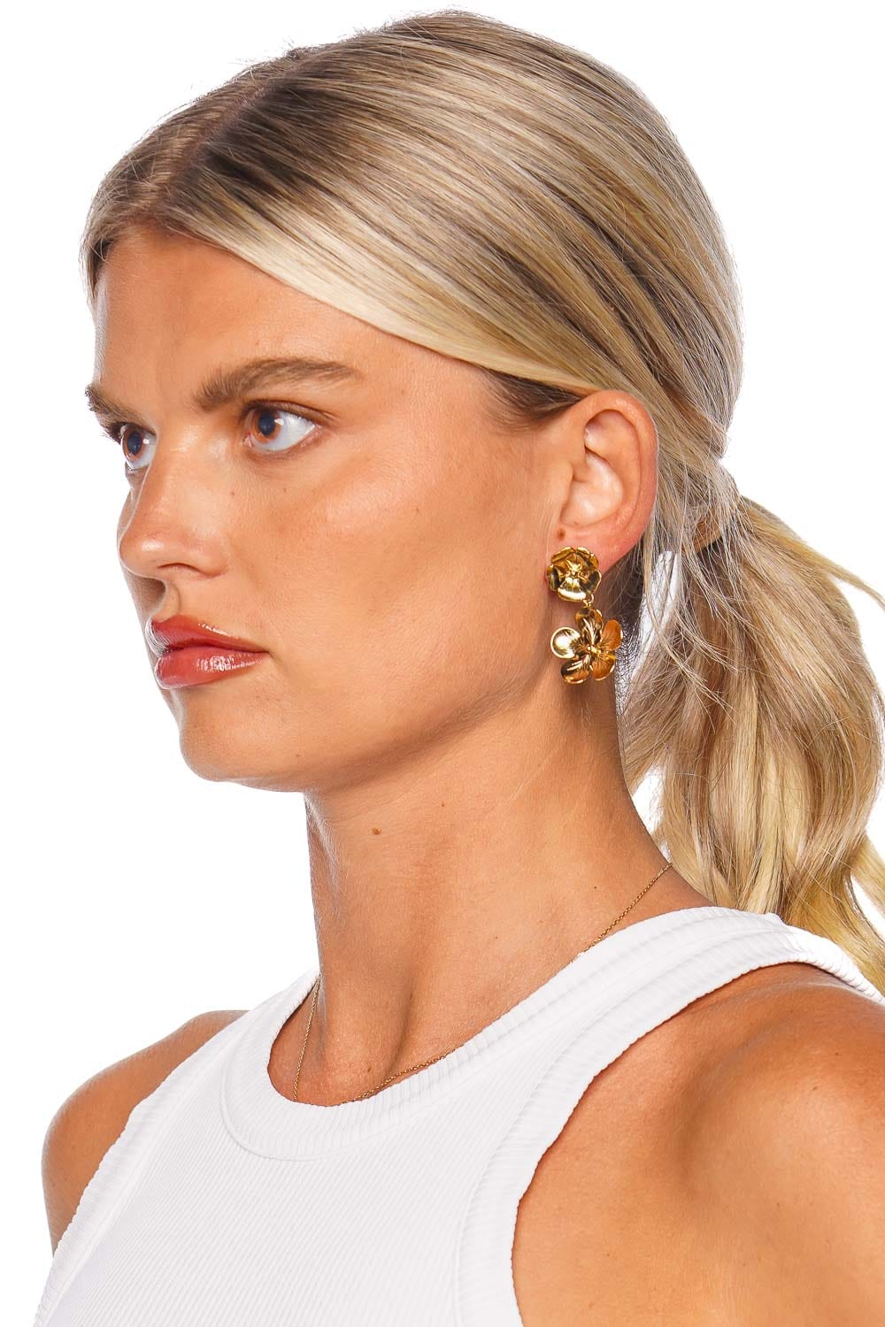 Jennifer Behr Kenzie Gold Floral Drop Earrings