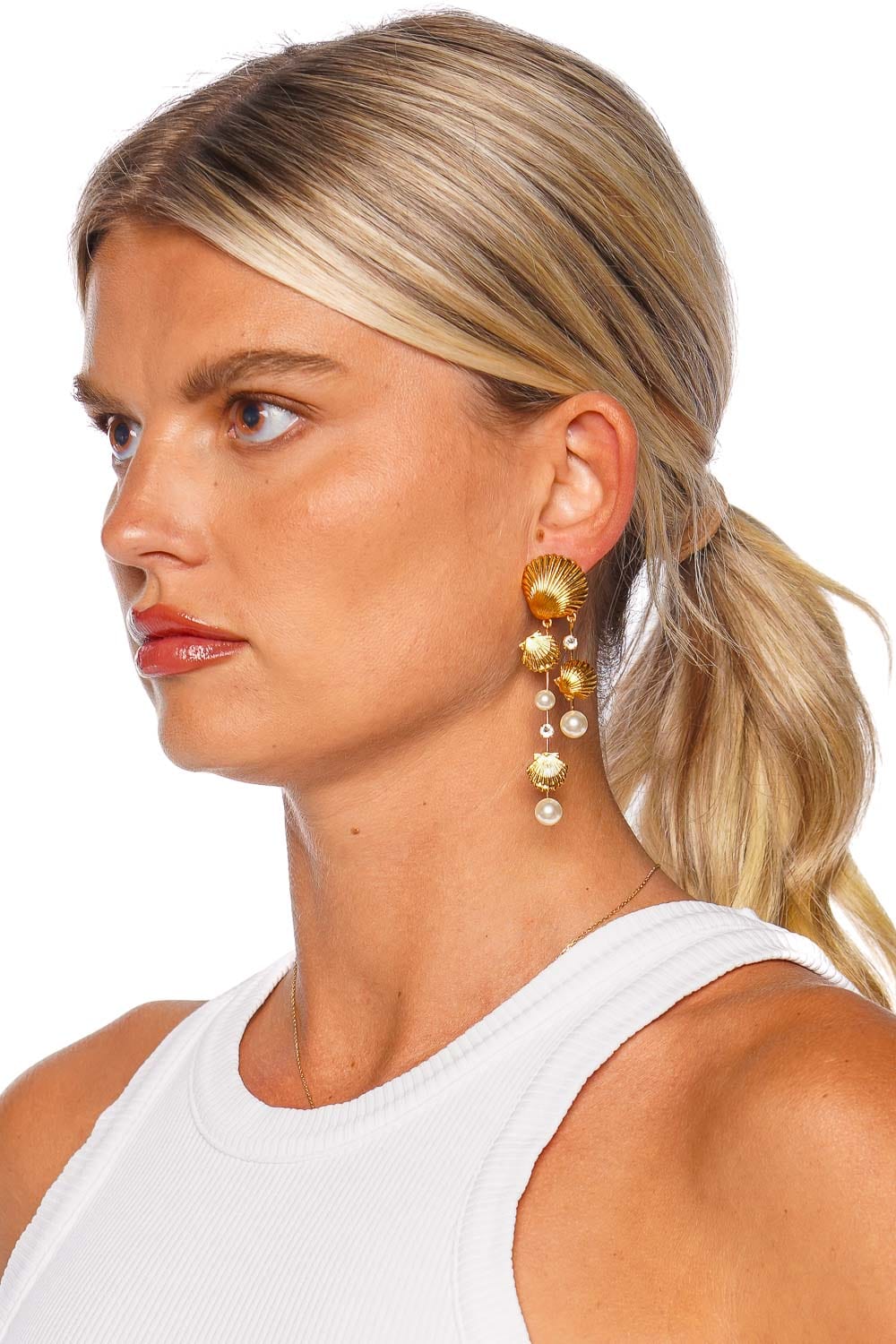 Jennifer Behr Mariel Shell & Pearl Drop Earrings