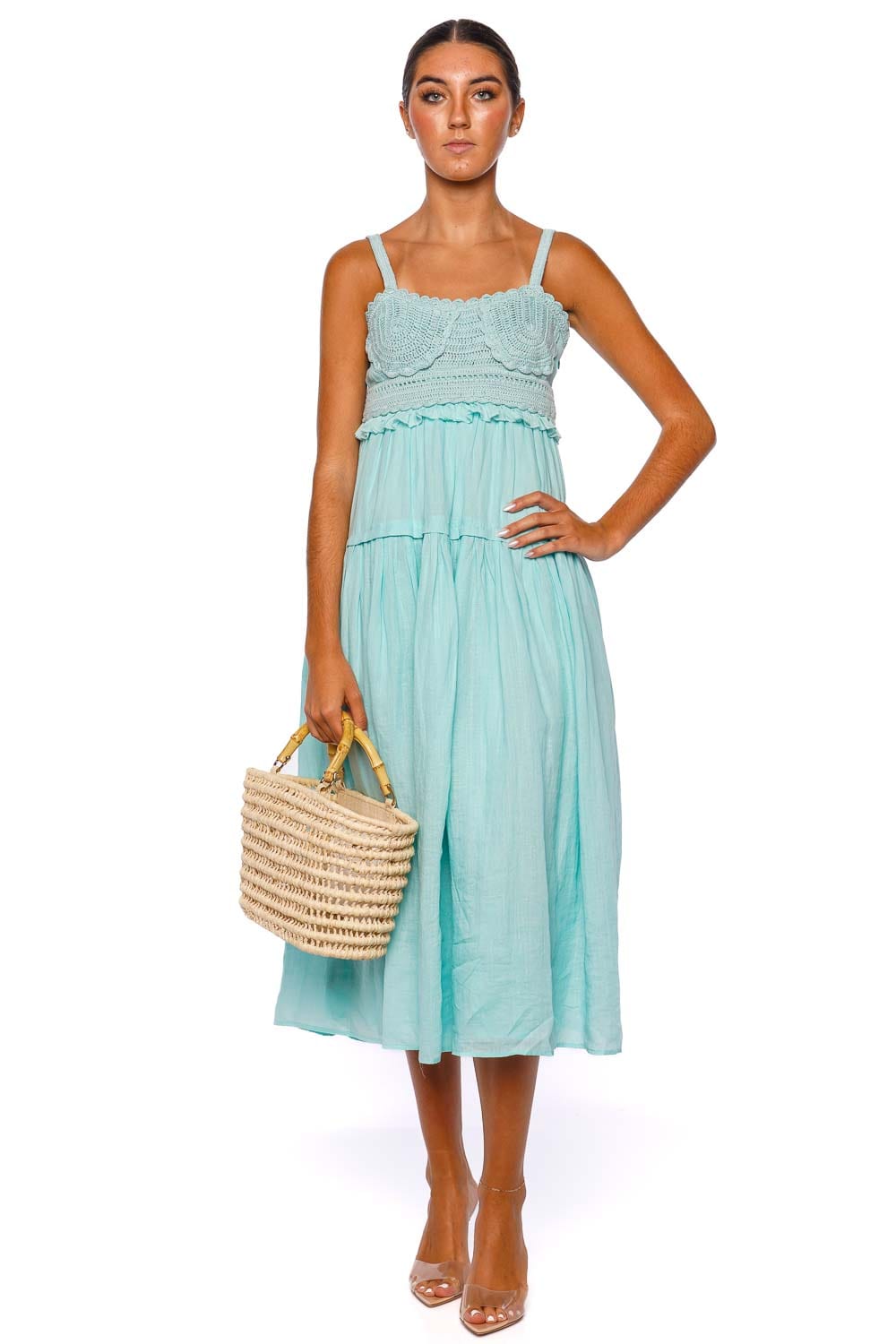 Ulla Johnson Gisella Beryl Hand Crochet Midi Dress