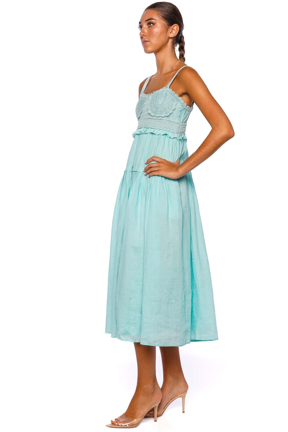 Ulla Johnson Gisella Beryl Hand Crochet Midi Dress