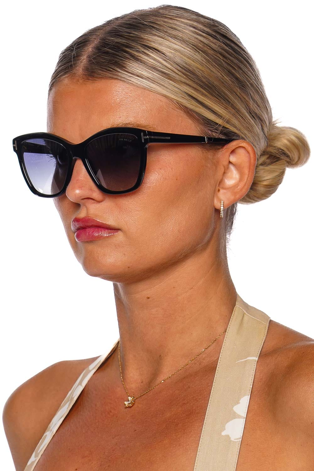 Tom Ford Eyewear Lucia Black Gradient Acetate Sunglasses