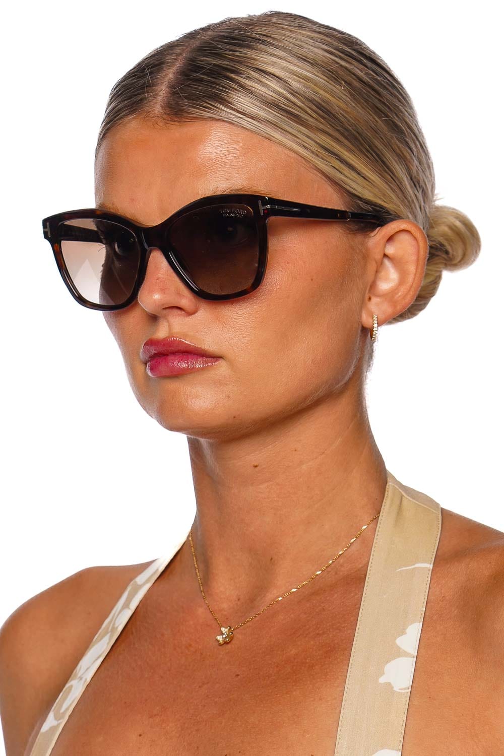 Tom Ford Eyewear Lucia Dark Havana Polarized Sunglasses