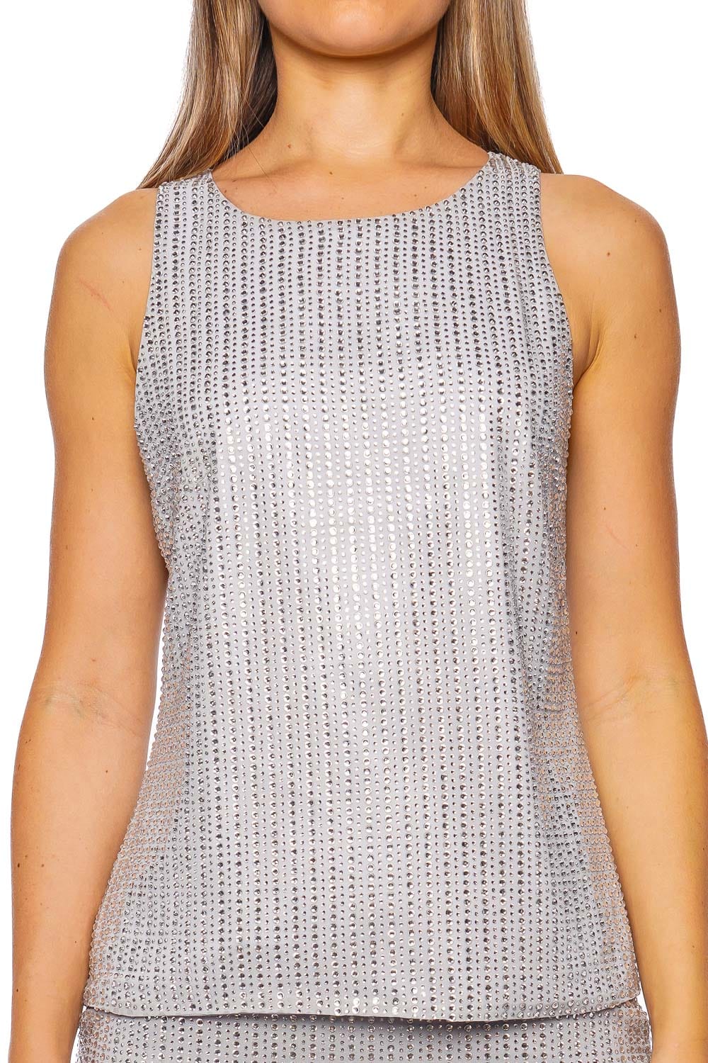 Rasario Crystal Embellished Chiffon Sleeveless Top