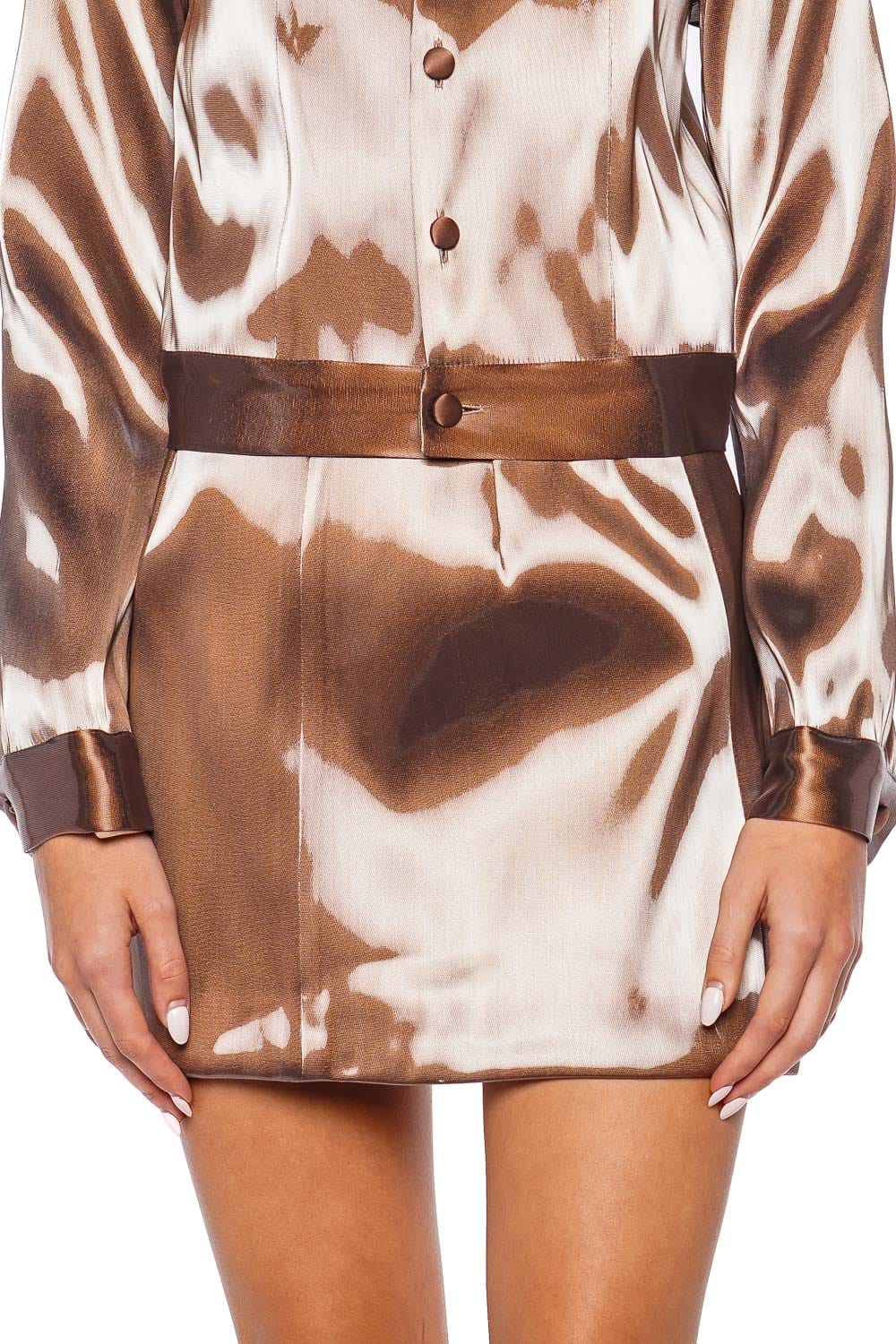 Francesca Miranda Cava Mocha Liquid Mini Skirt