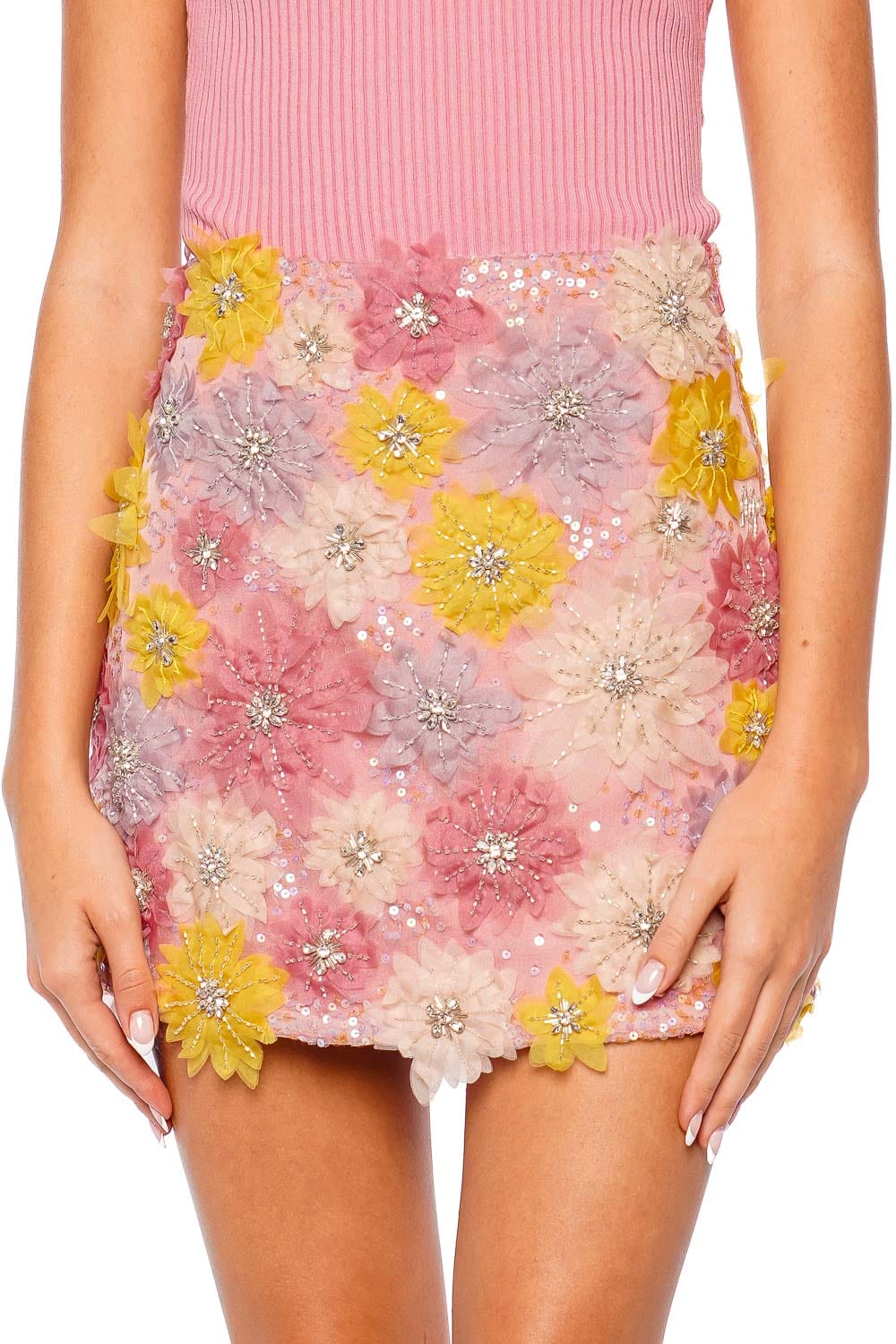Aje. Blossom Crystal Embellished Micro Mini Skirt