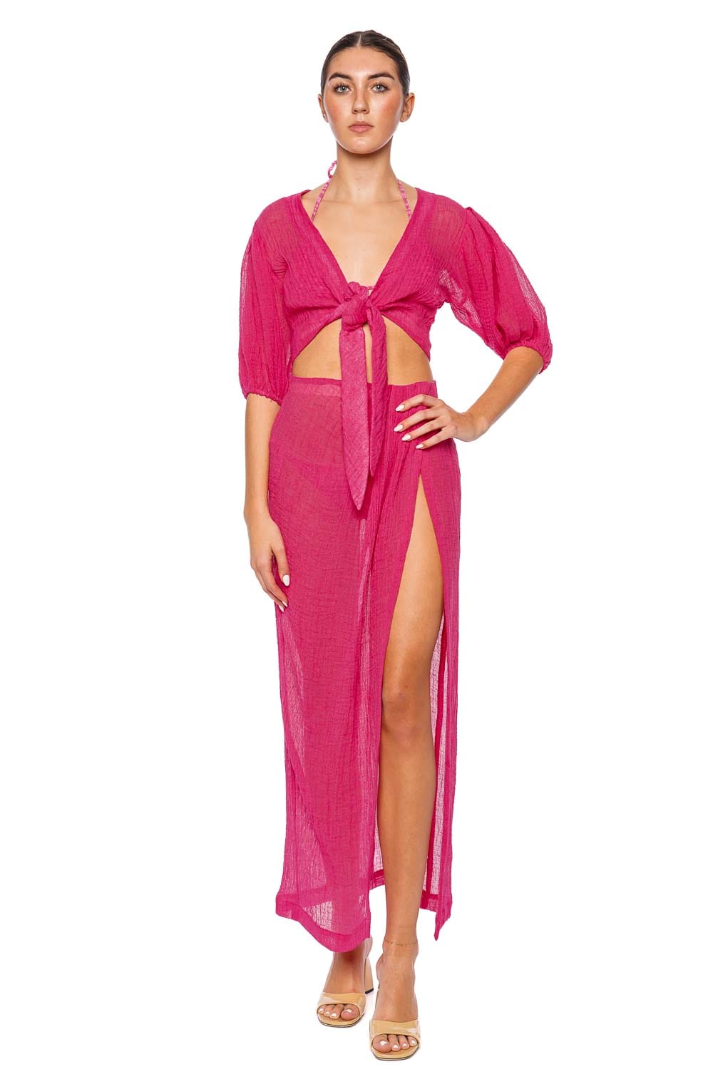 Lisa Marie Fernandez Fuchsia Gauze Sarong Skirt