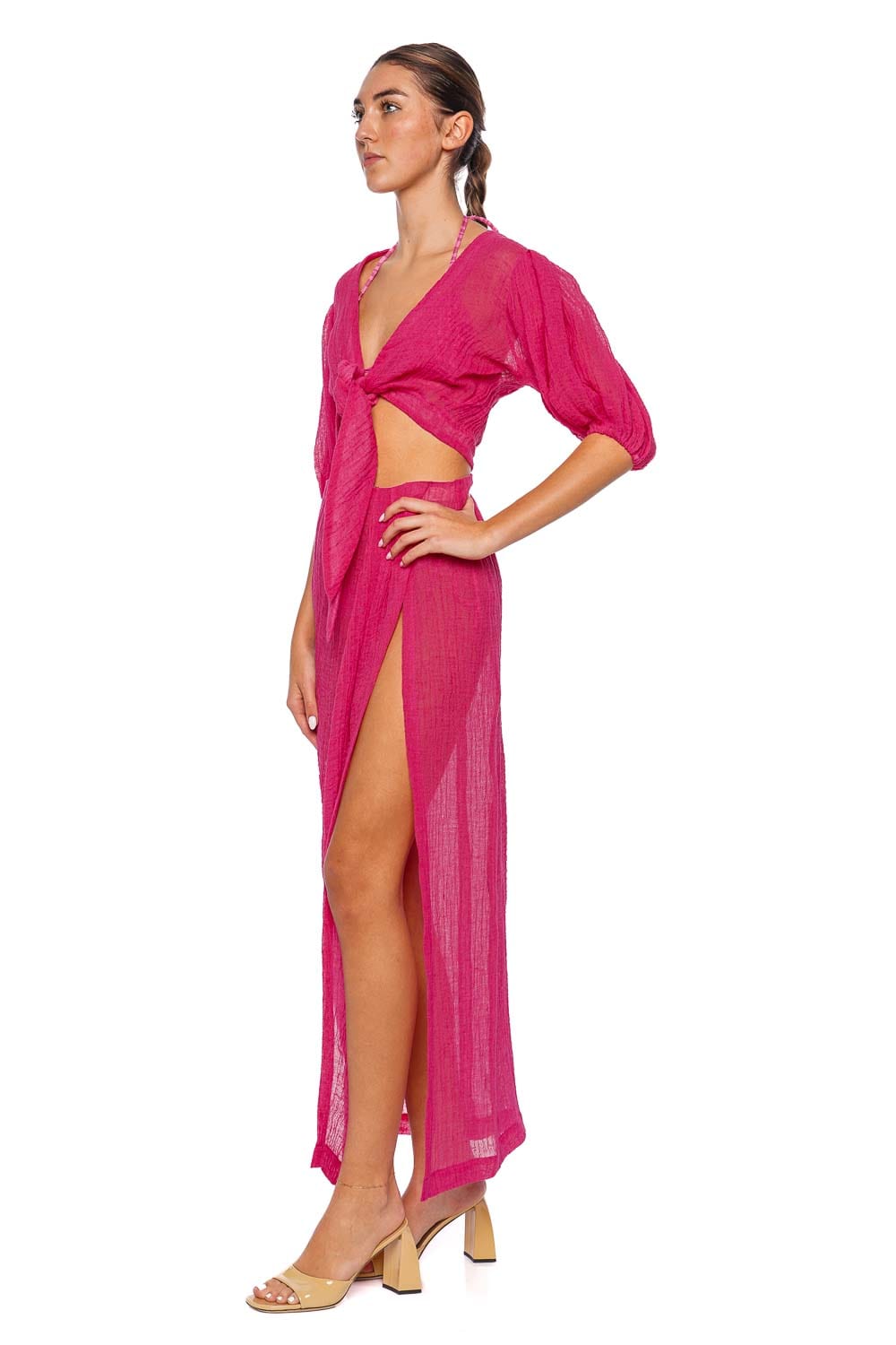 Lisa Marie Fernandez Fuchsia Gauze Sarong Skirt
