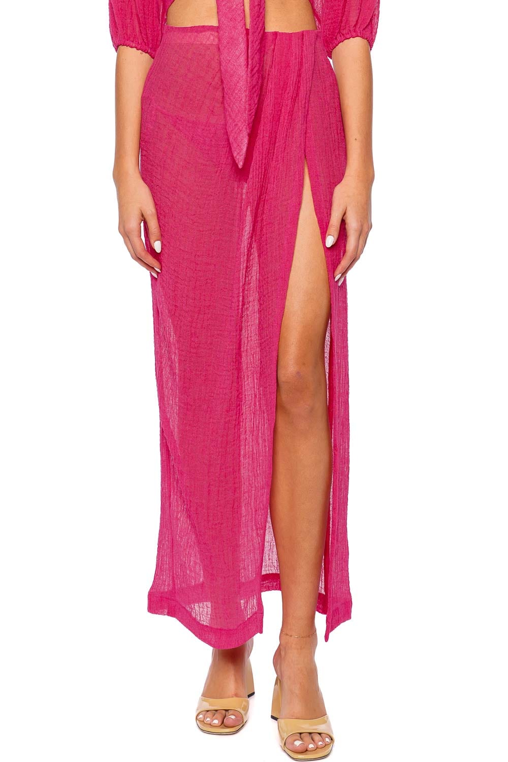 Lisa Marie Fernandez Fuchsia Gauze Sarong Skirt