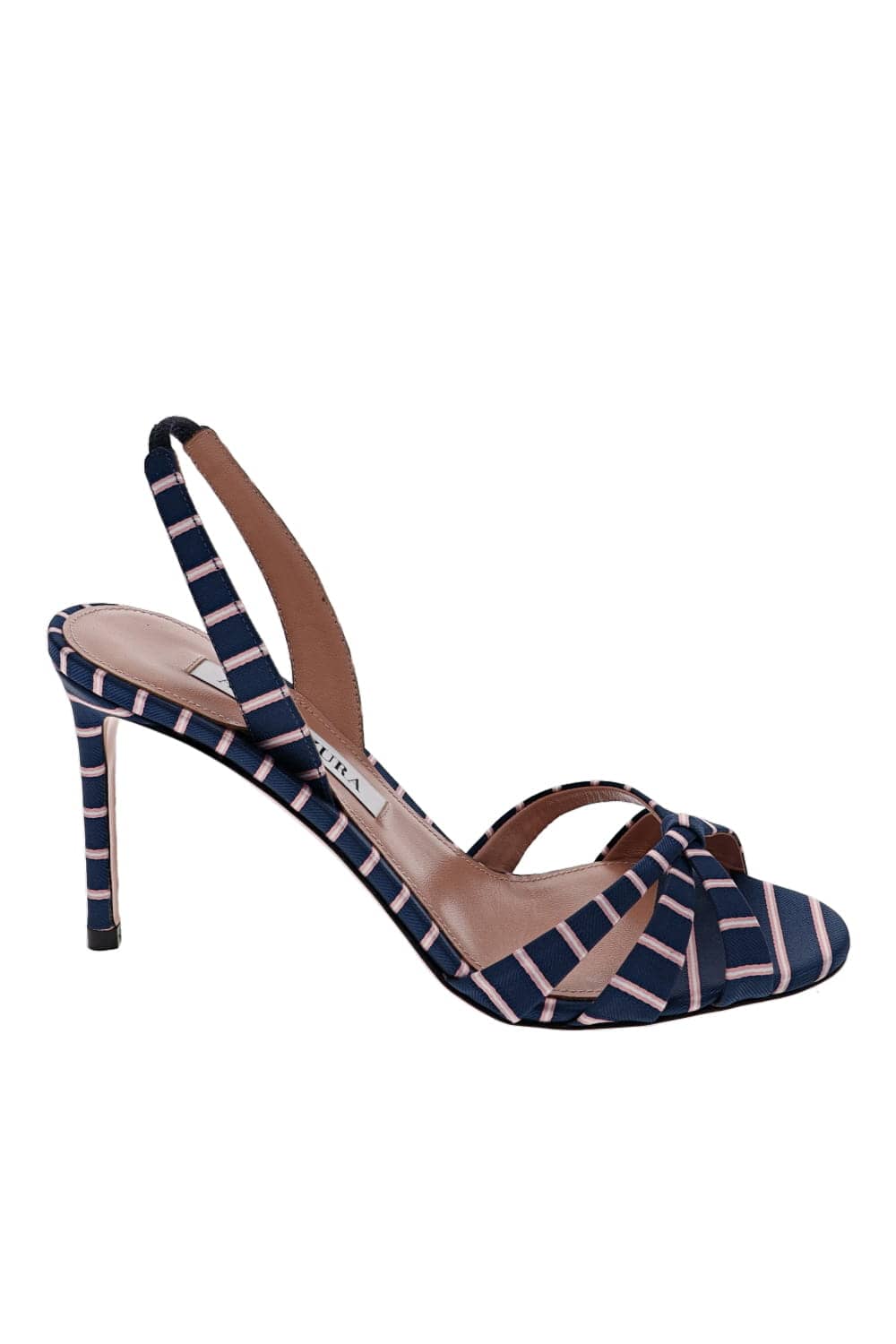 AQUAZZURA Tate Dark Jean Striped Slingback Sandal
