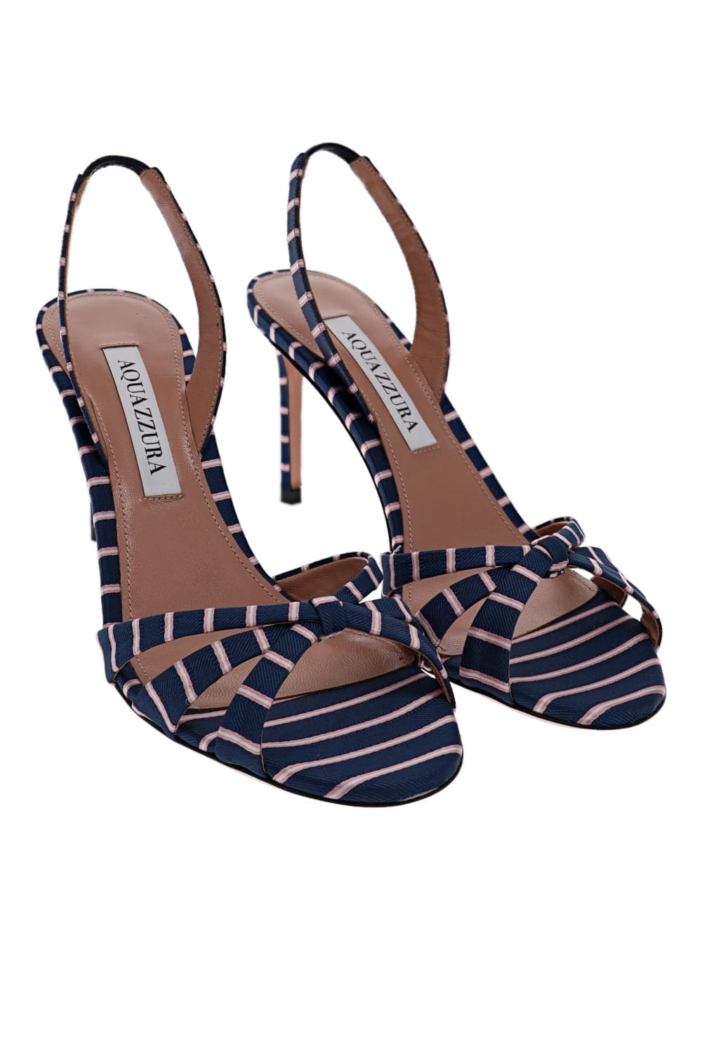 AQUAZZURA Tate Dark Jean Striped Slingback Sandal