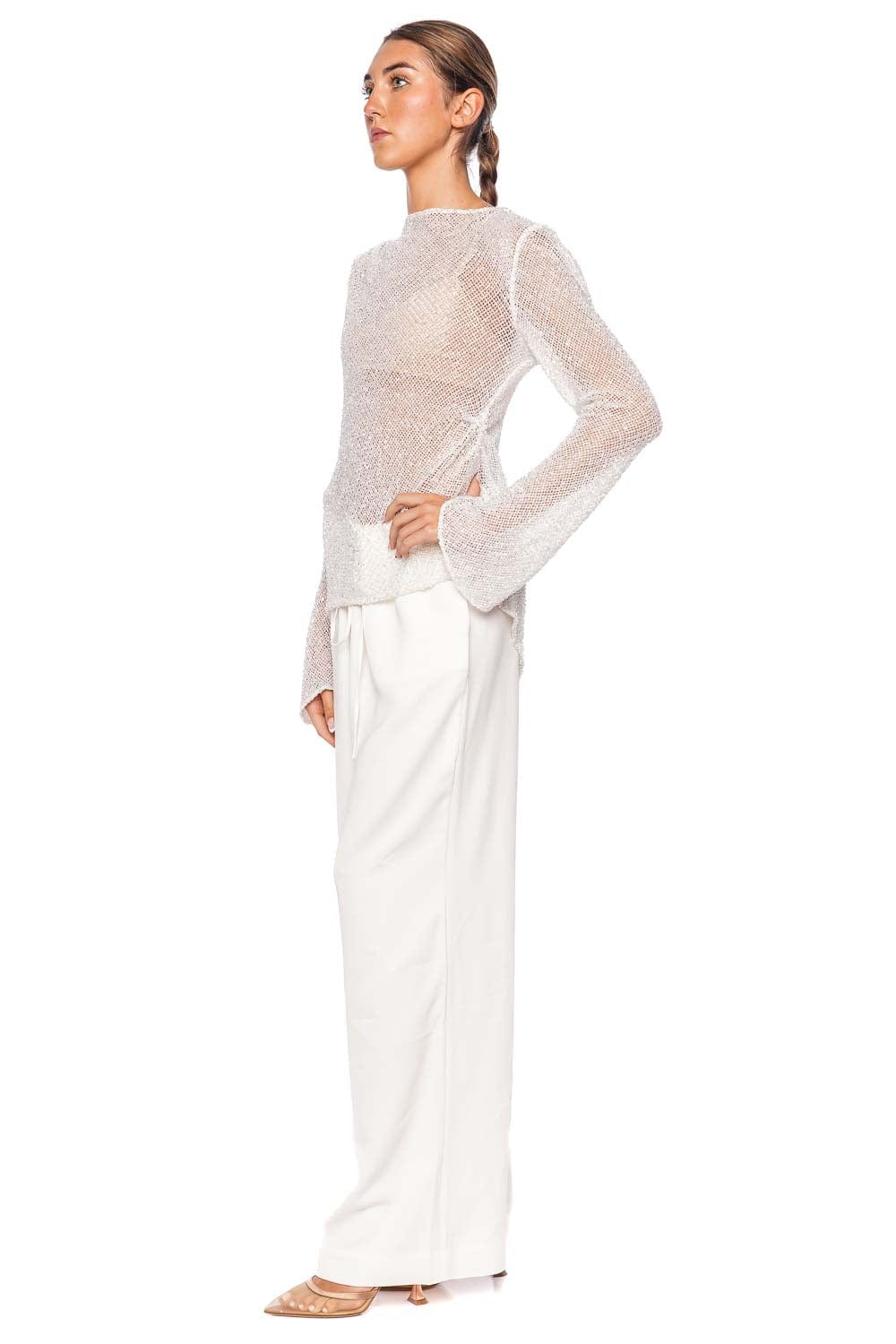 Rachel Gilbert Valari Ivory Sequin Knit Top