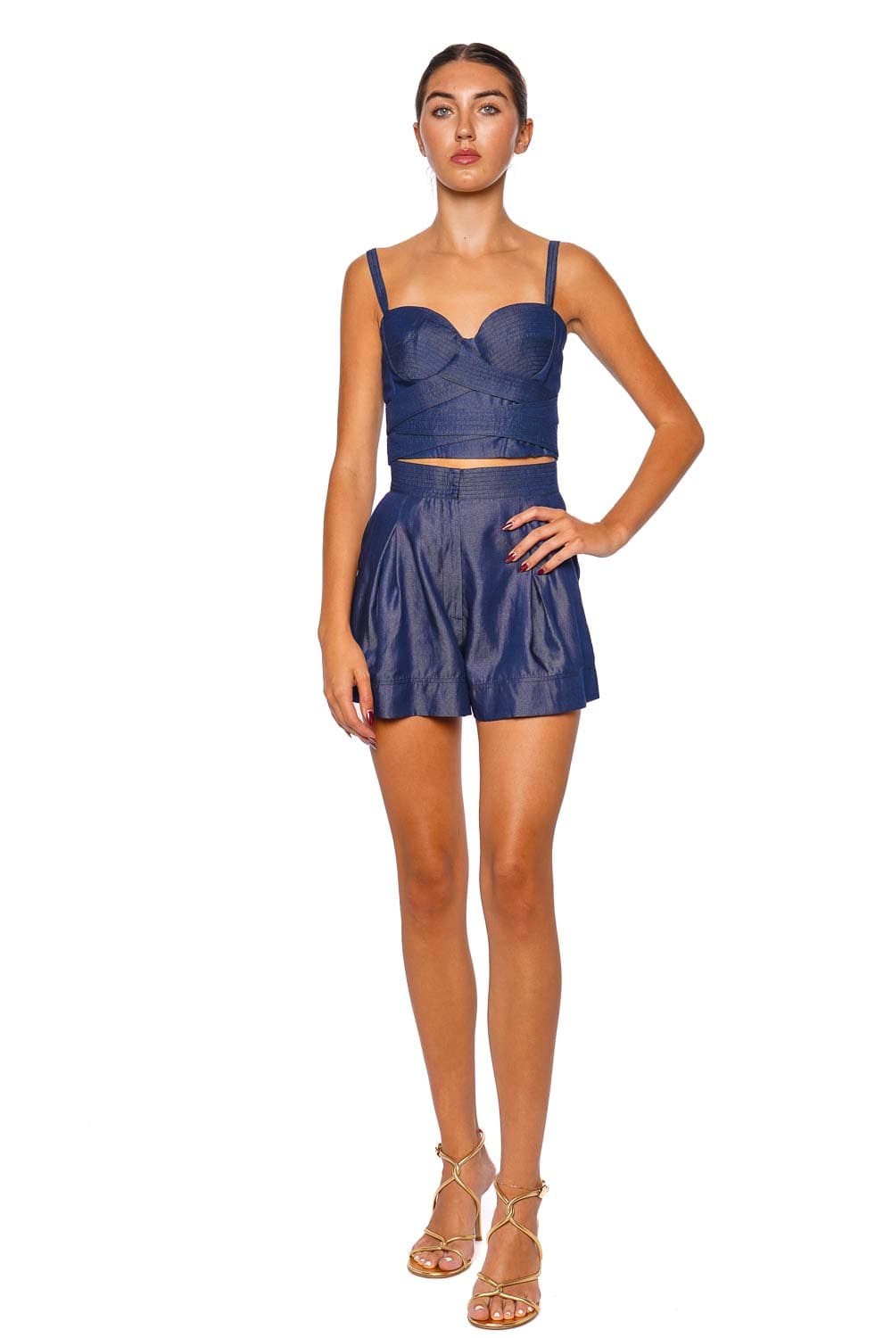 Andres Otalora Aanya Tencel Denim Cropped Top