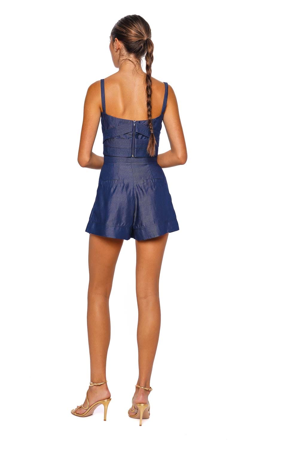 Andres Otalora Aanya Tencel Denim Cropped Top