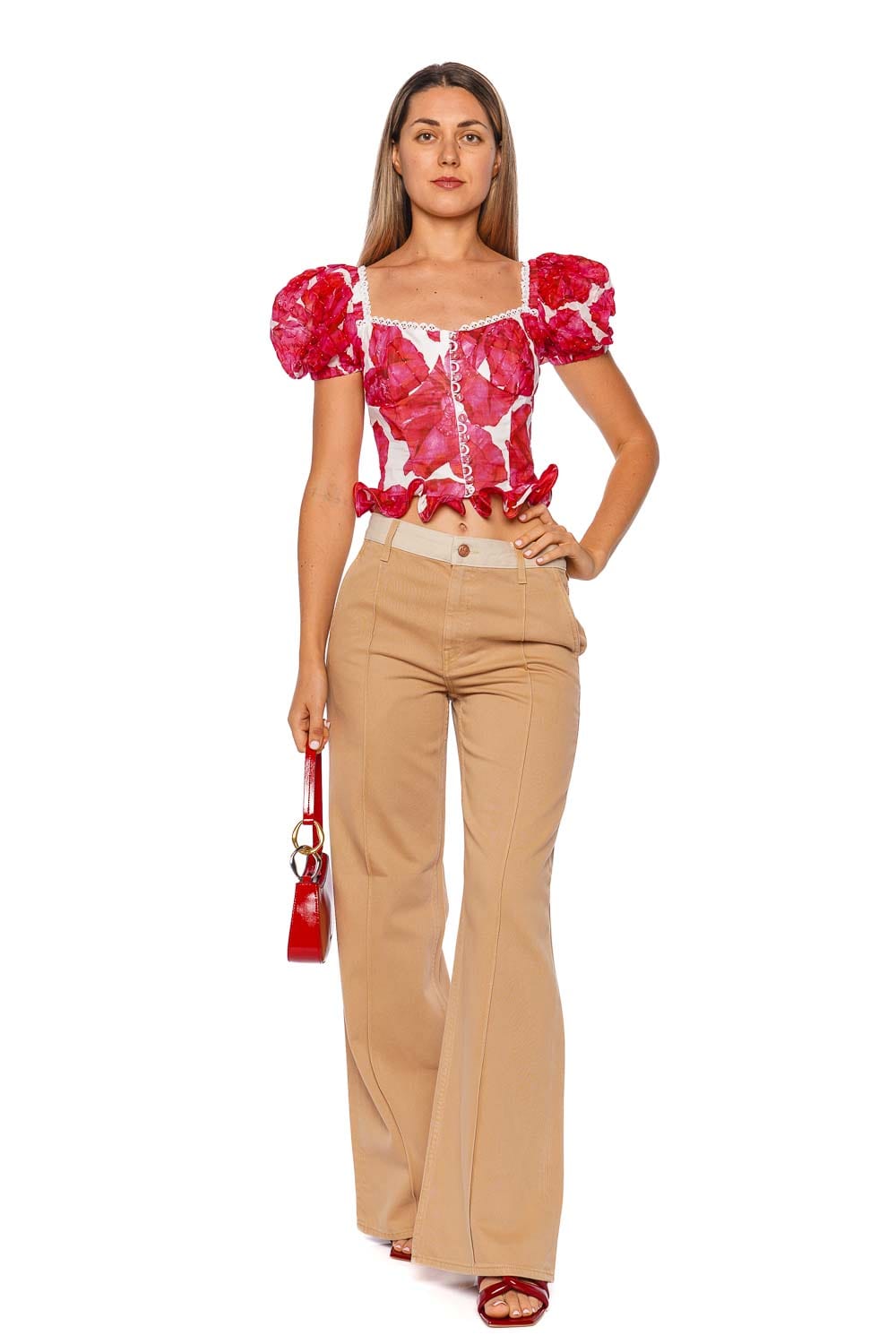 CHARO RUIZ IBIZA White Blossom Puff Sleeve Top