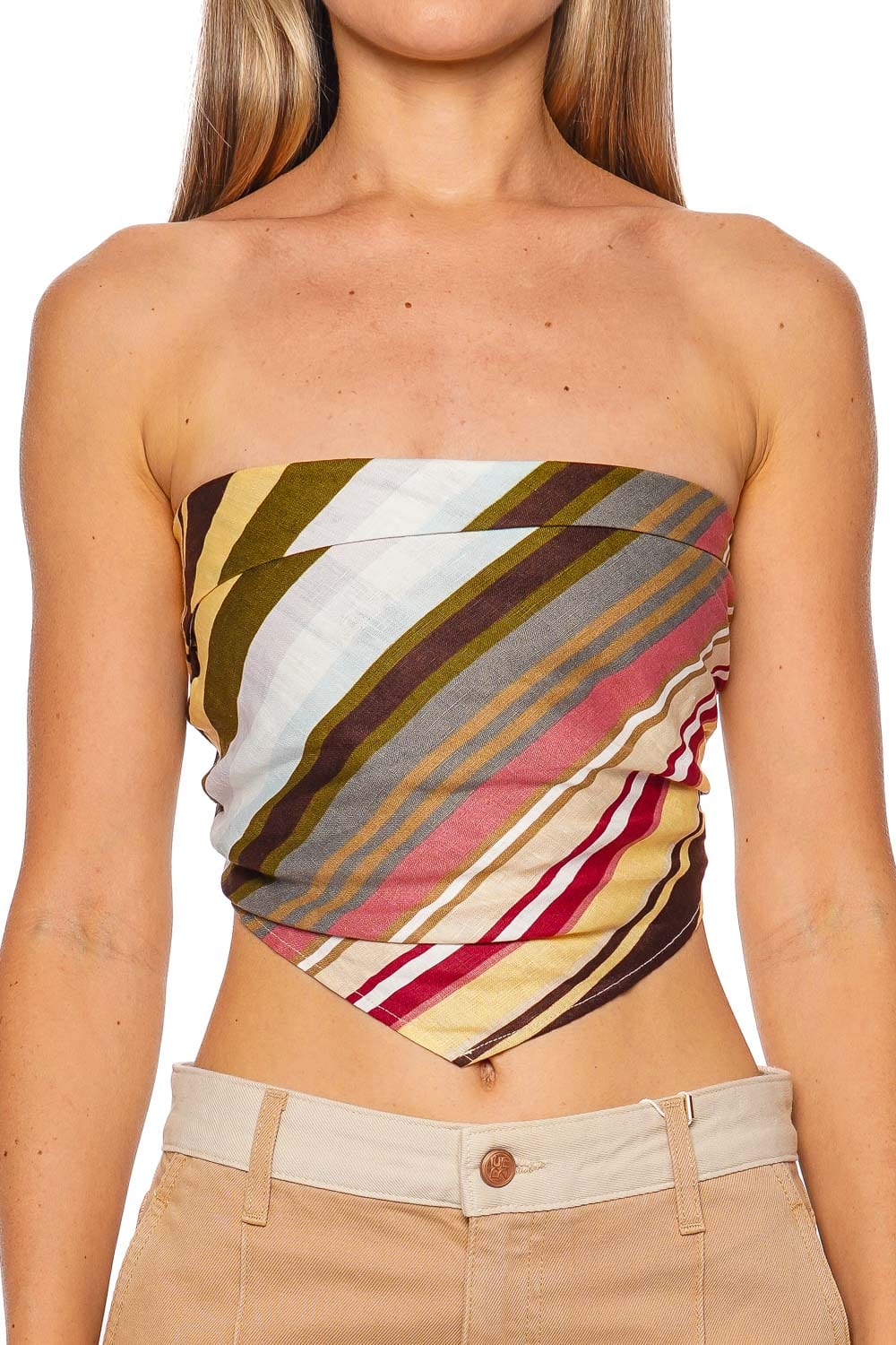 Faithfull The Brand Antibes Strapless Striped Bandana Top