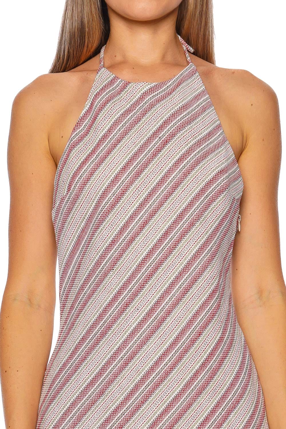 Faithfull The Brand Juan Striped Linen Halter Mini Dress