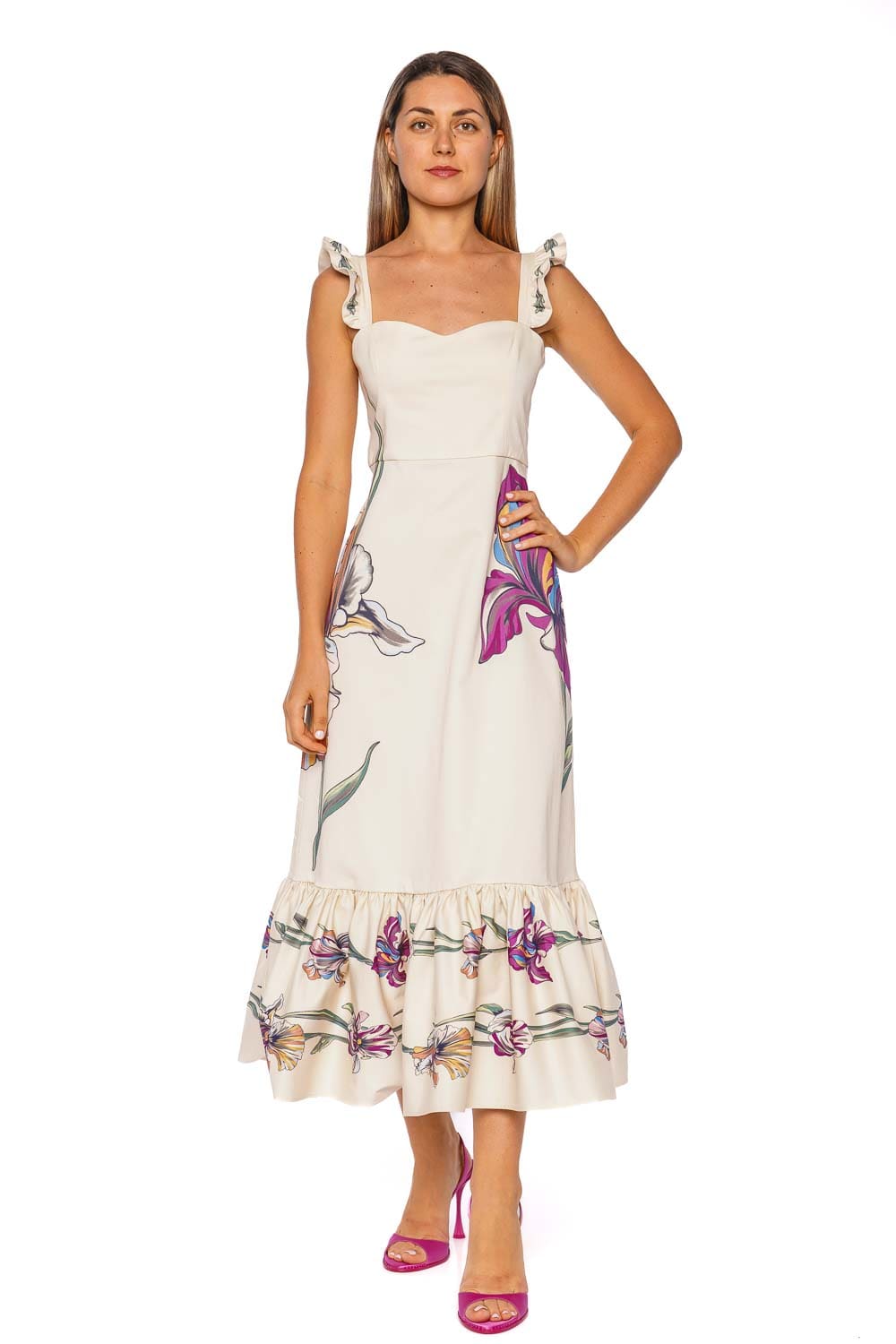 La Double J Iris Placée Gingerbread Midi Dress