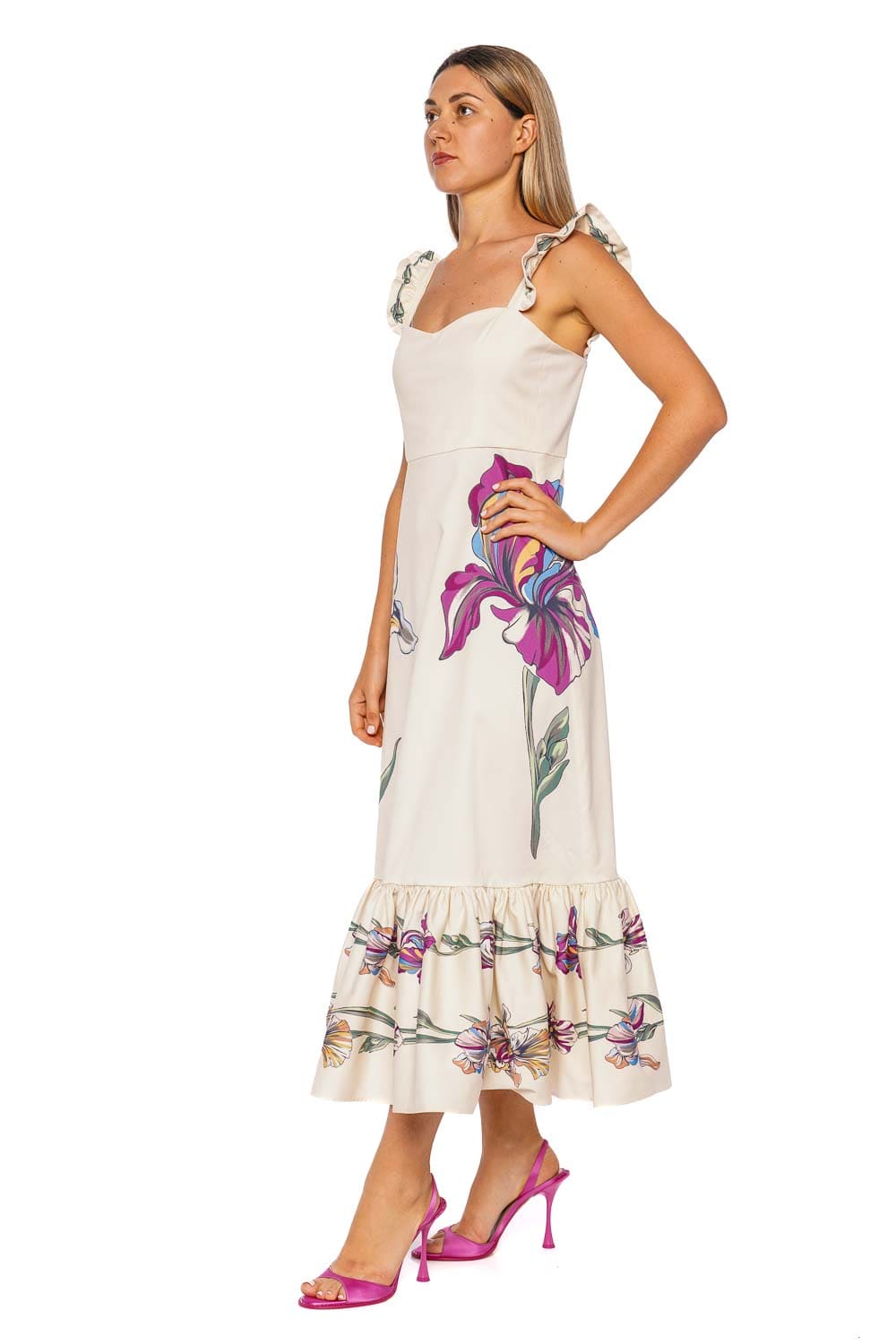 La Double J Iris Placée Gingerbread Midi Dress