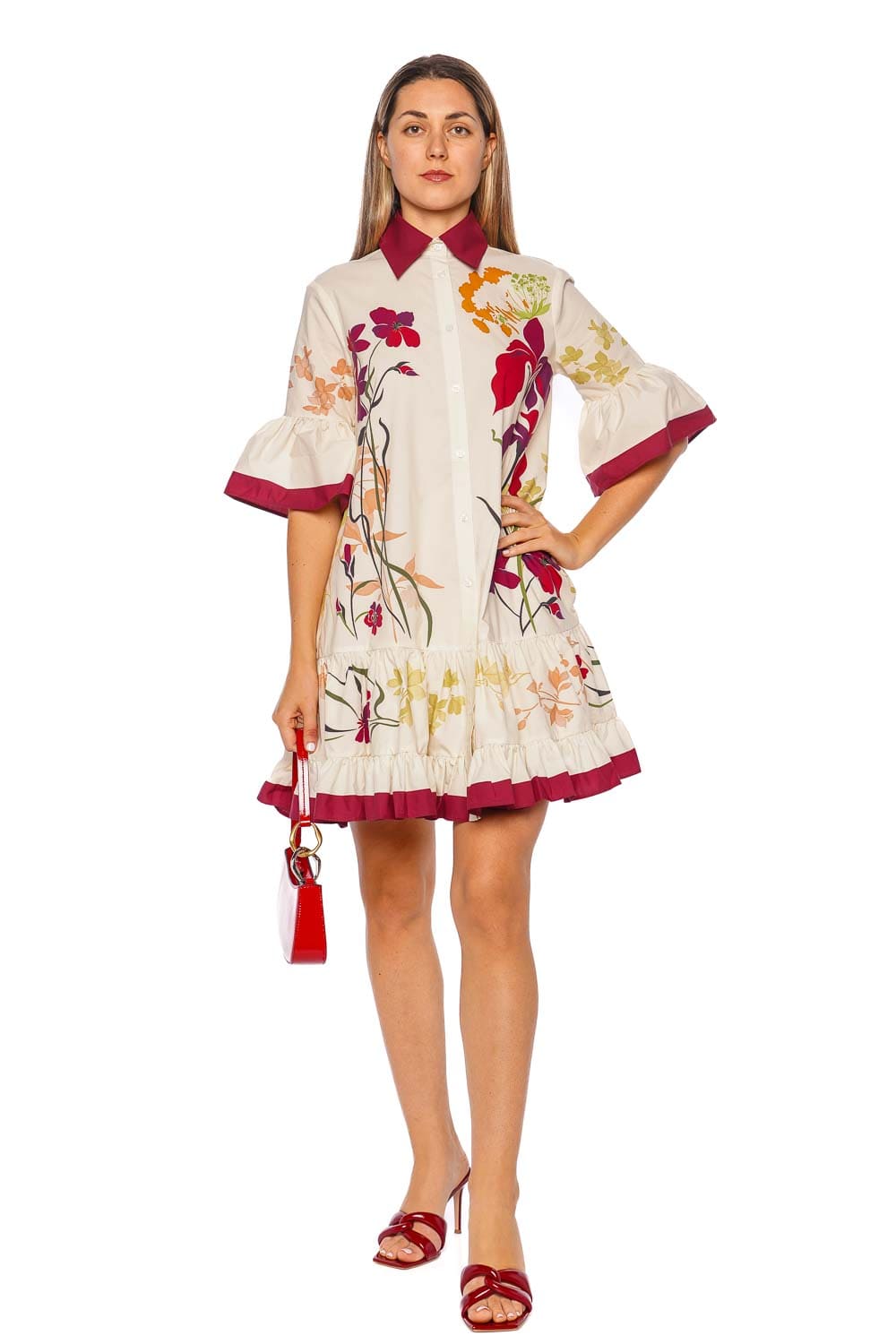 La Double J Choux Corsage Placée Cotton Mini Dress