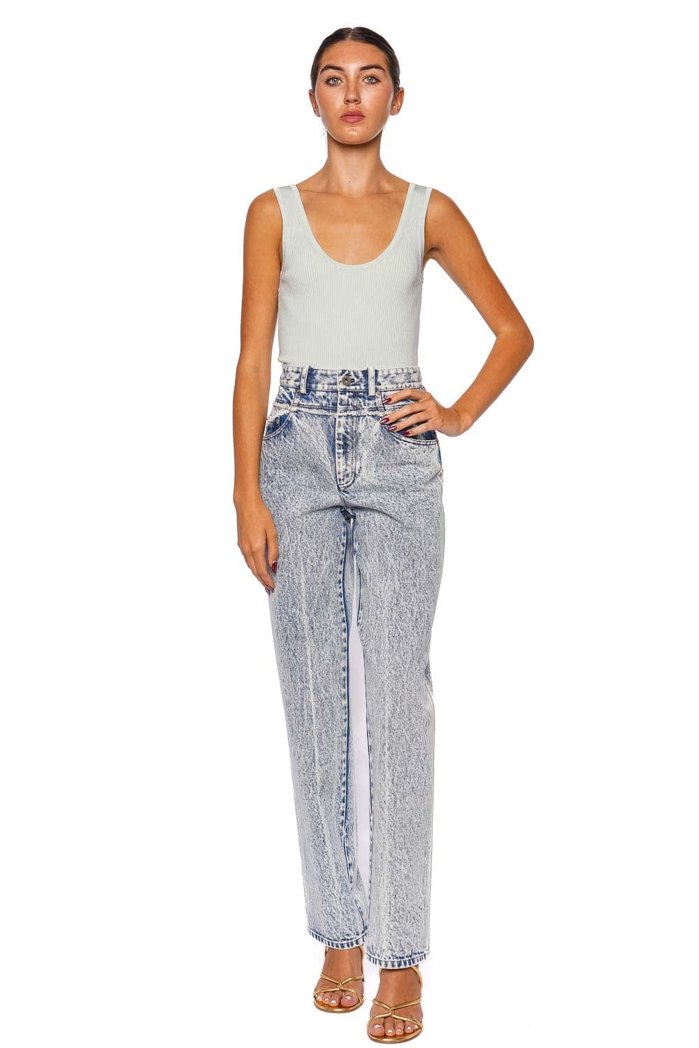 LAPOINTE Lightwash Stoned Denim Double Seam Pant