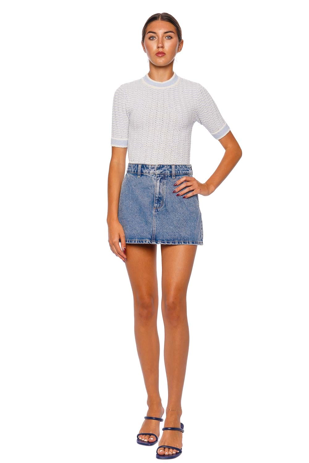 SER.O.YA Kappa A Line Denim Mini Skirt