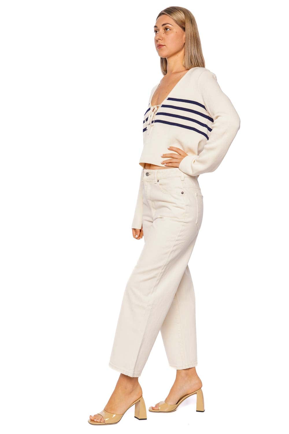 SER.O.YA S-SS25-4843-14 - Kirt Wide Leg Cropped Jeans S-SS25-4843-14 Eggshell
