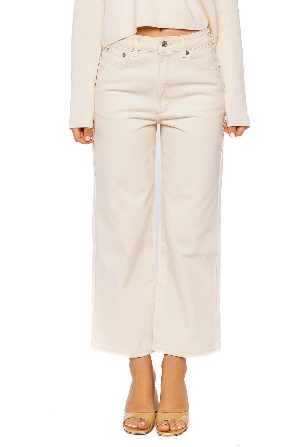 SER.O.YA S-SS25-4843-14 - Kirt Wide Leg Cropped Jeans S-SS25-4843-14 Eggshell
