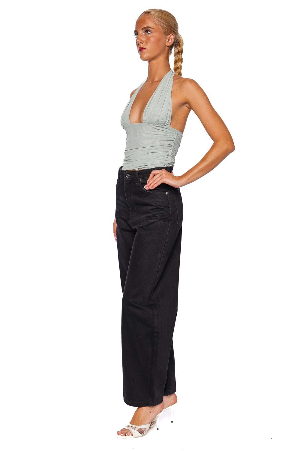 SER.O.YA Bimini Ruched Mesh Halter Top