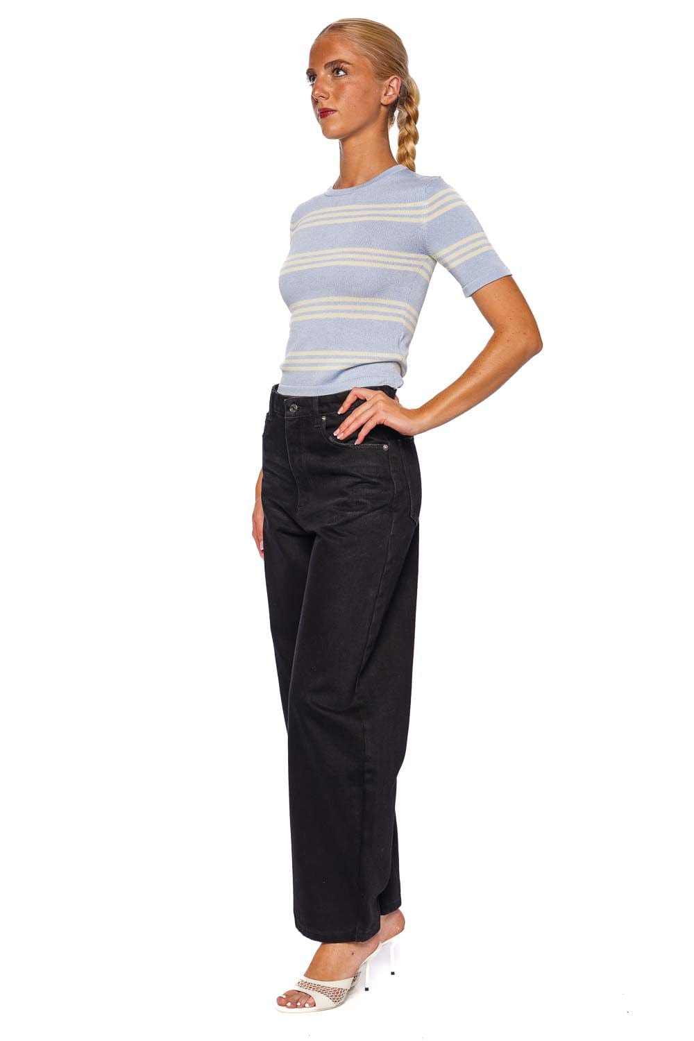 SER.O.YA Ry Ice Blue Striped Knit Top