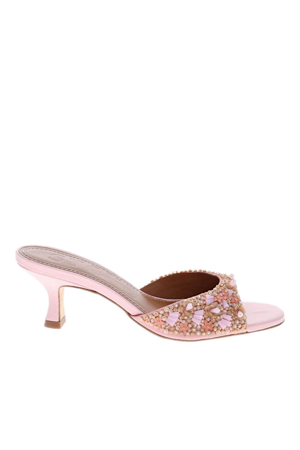 Staud Brigitte Pink Embellished Kitten Mule