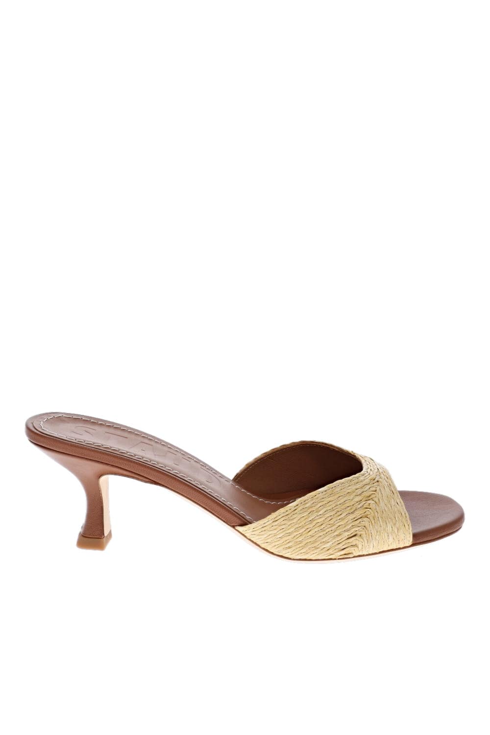 Staud Brigitte Natural Raffia Kitten Mule