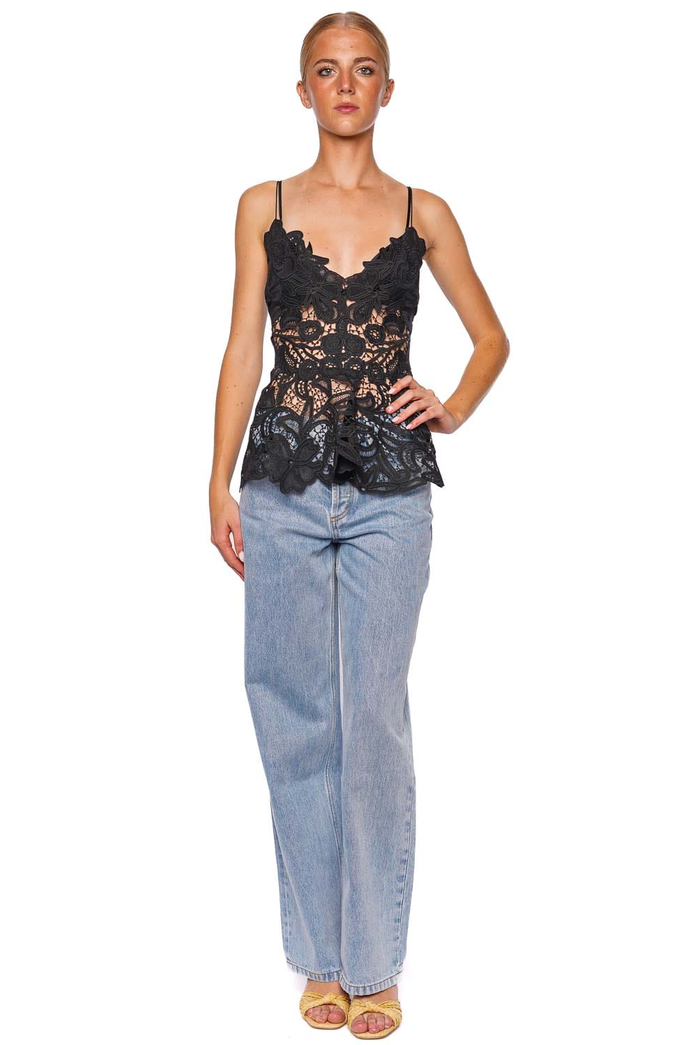 Ulla Johnson Lotta Noir Floral Lace Top