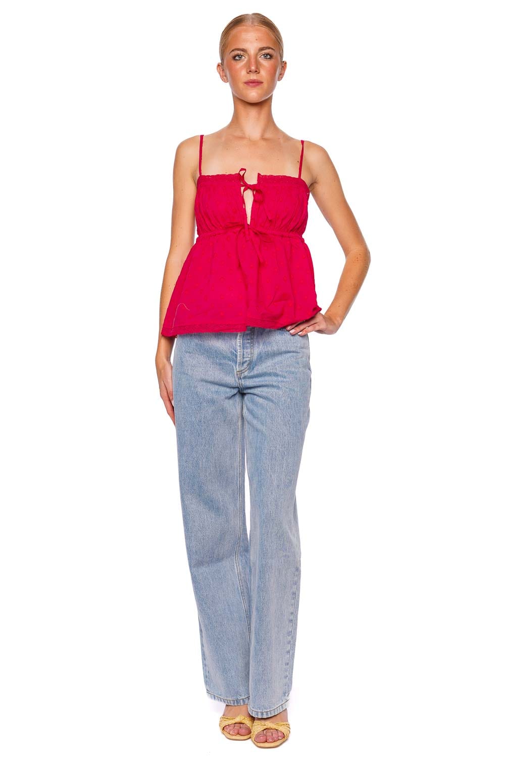 Ulla Johnson Quinn Cosmos Dotted Lace Trim Top