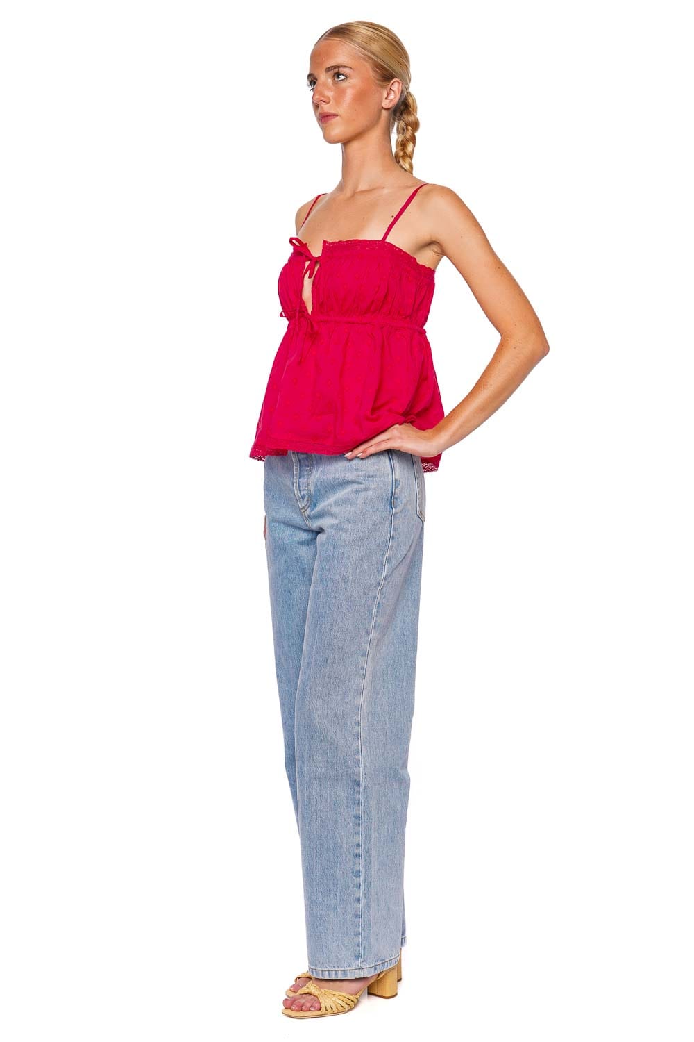 Ulla Johnson Quinn Cosmos Dotted Lace Trim Top