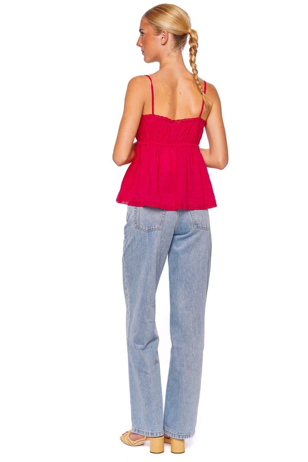 Ulla Johnson Quinn Cosmos Dotted Lace Trim Top