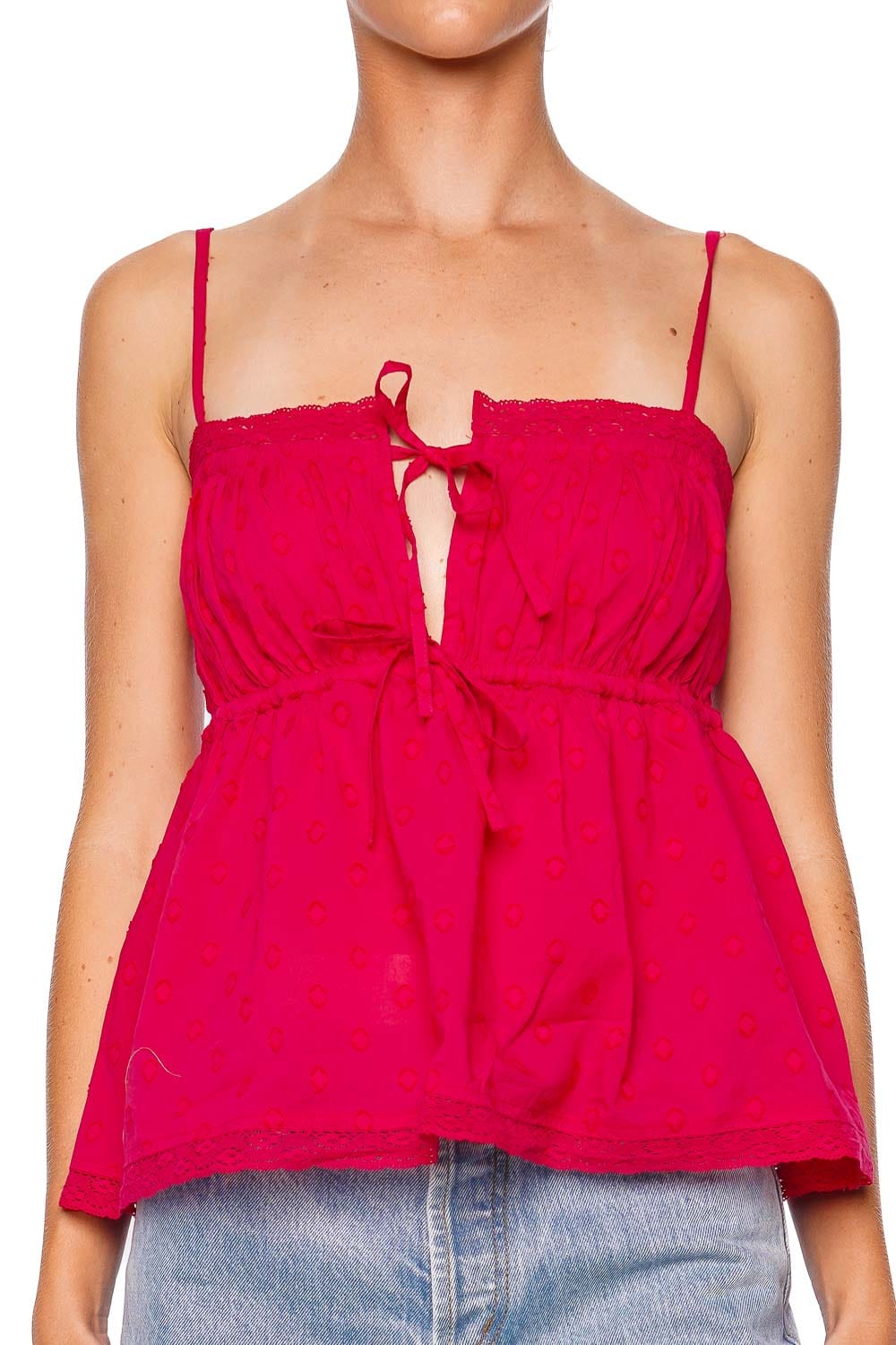 Ulla Johnson Quinn Cosmos Dotted Lace Trim Top