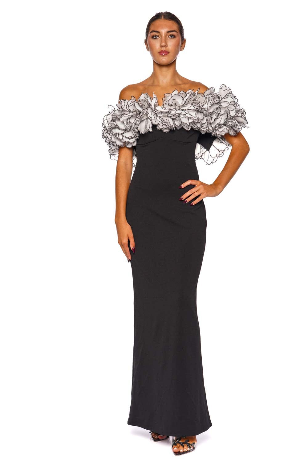 PatBO RUNWAY FLUTTER MAXI DRESS VEL31591 BLACK
