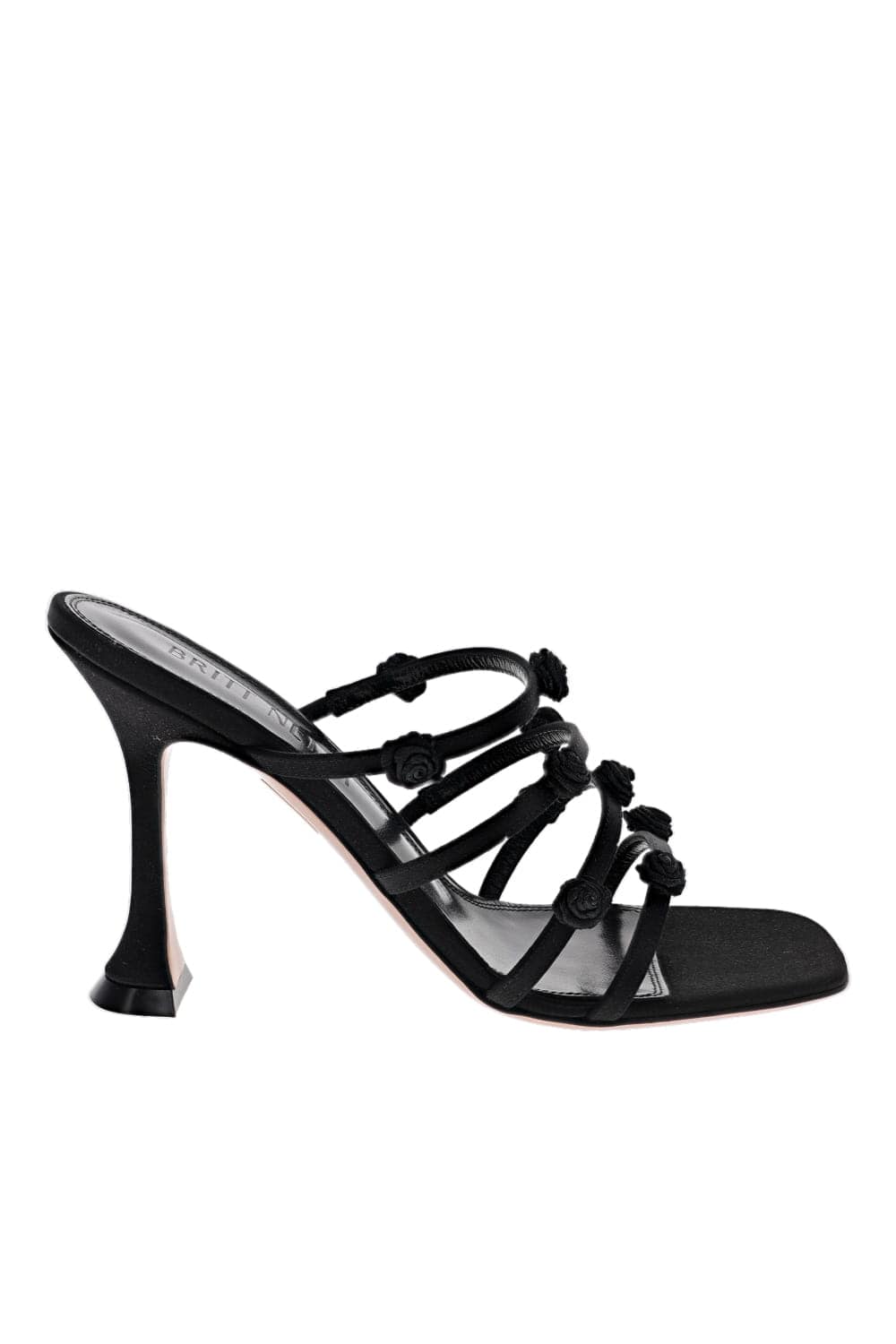 Britt Netta Juliet Black Rosette Satin Sandal