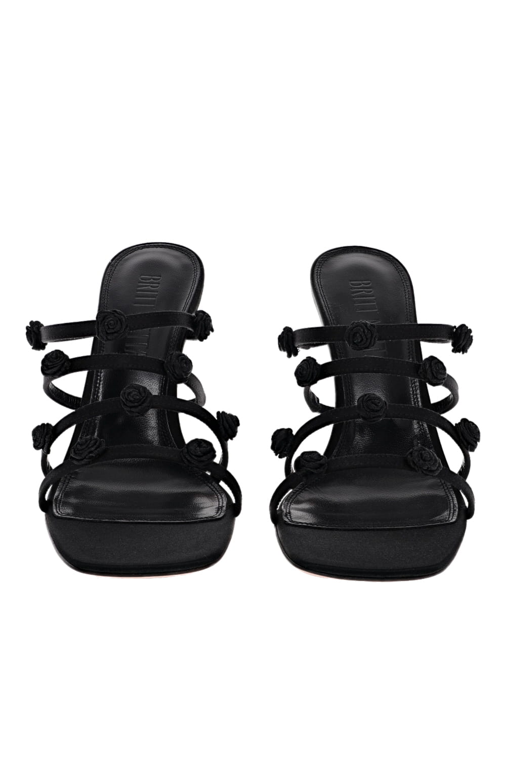 Britt Netta Juliet Black Rosette Satin Sandal
