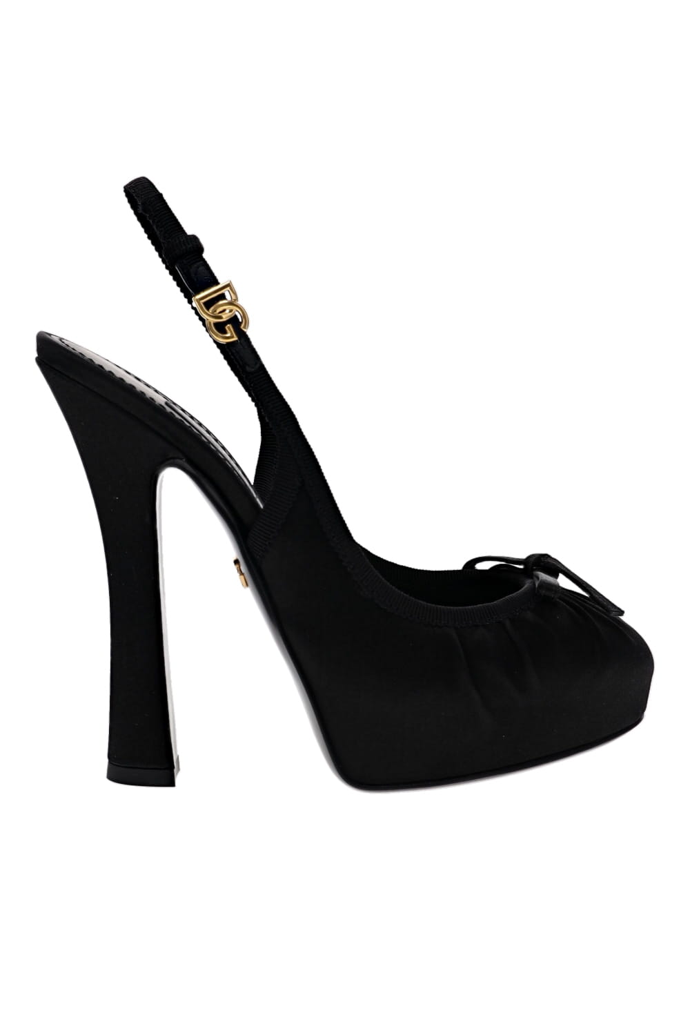 Dolce & Gabbana Black Satin Slingback Heel