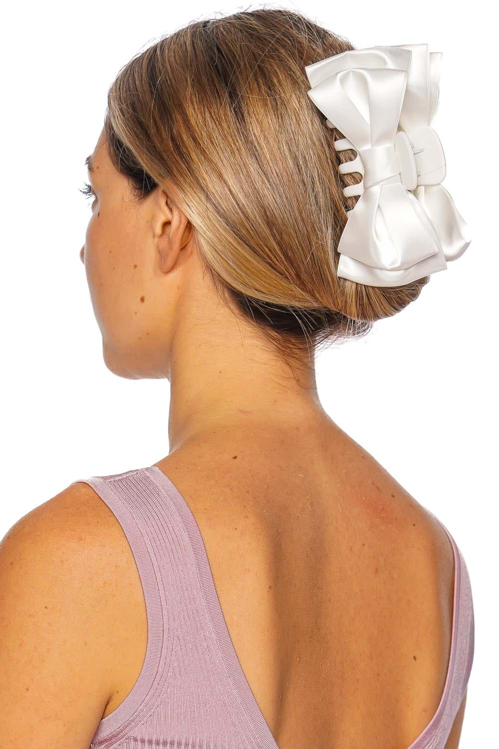 Jennifer Behr Agatha Ivory Satin Bow Jaw Clip