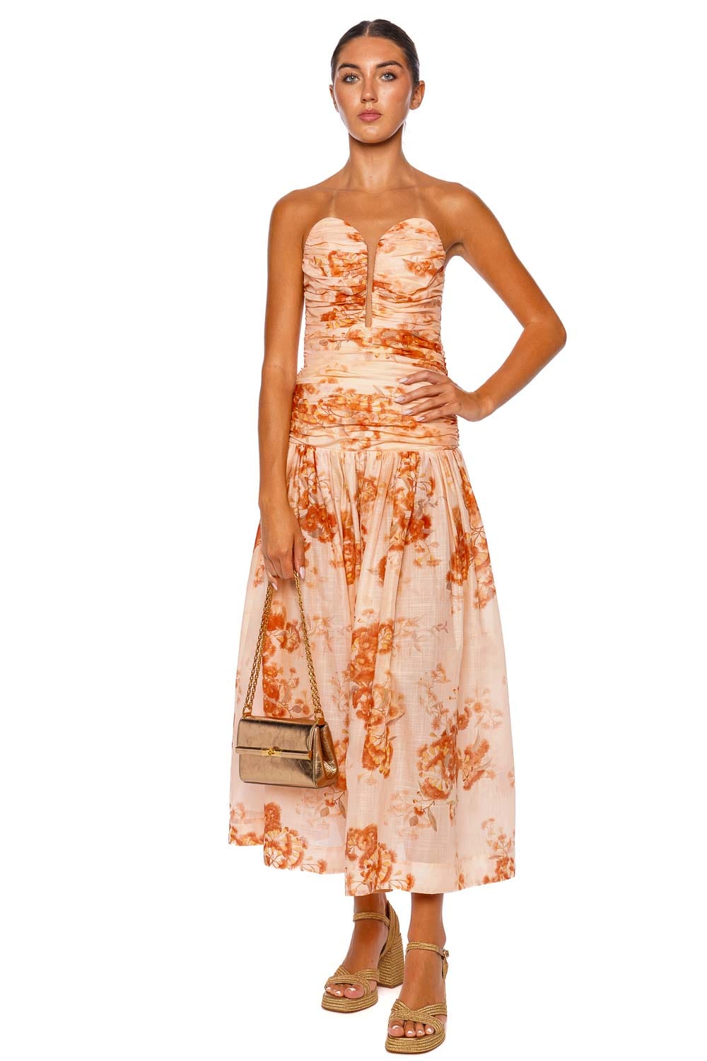 ZIMMERMANN Cascadian Cotton Strapless Midi Dress