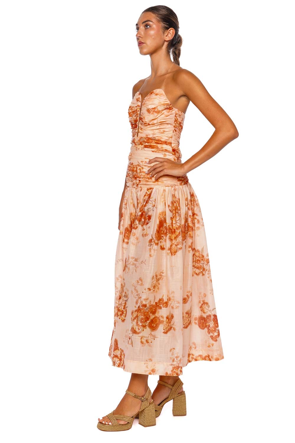 ZIMMERMANN Cascadian Cotton Strapless Midi Dress