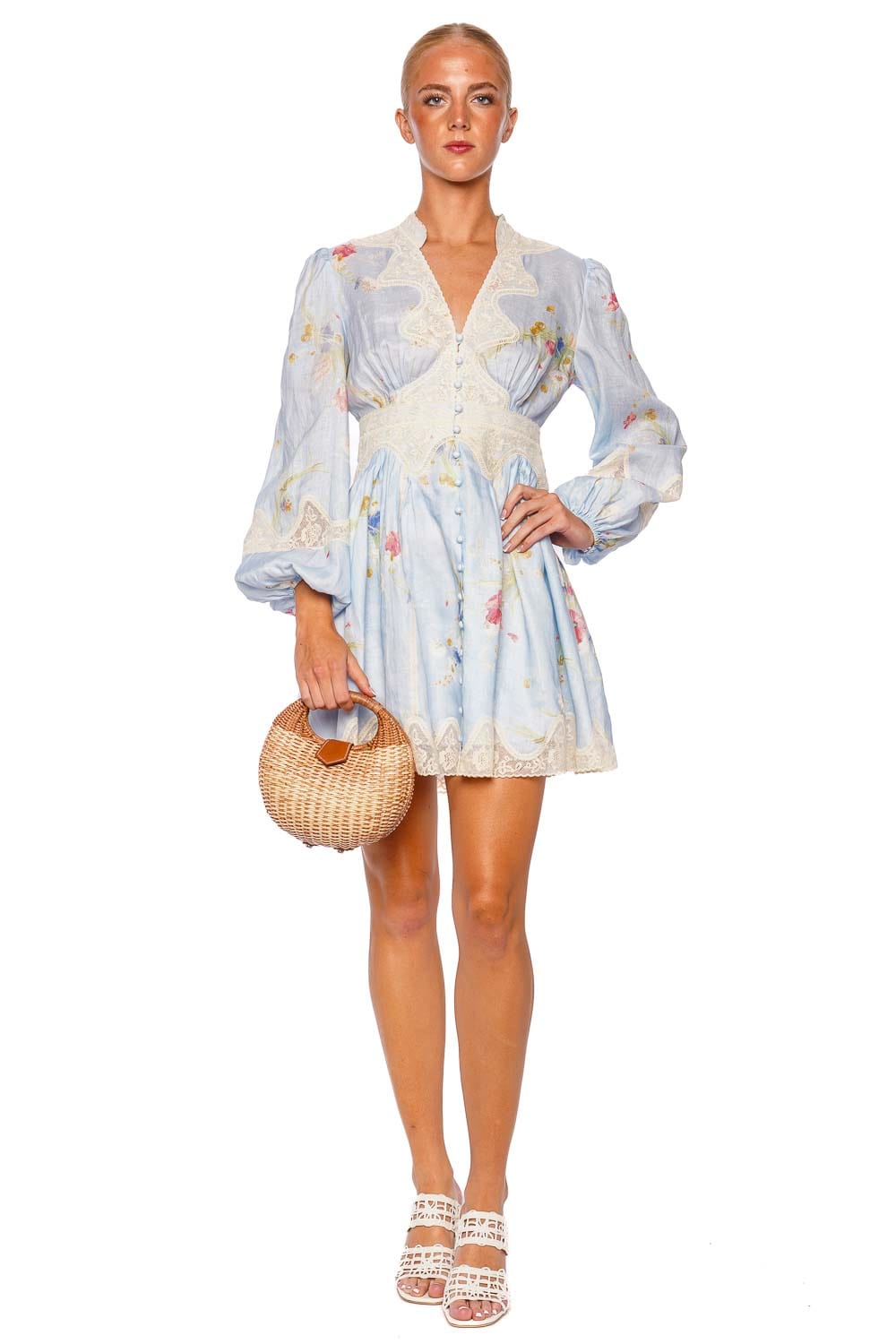 ZIMMERMANN Lucky Lace Plunge Mini Dress
